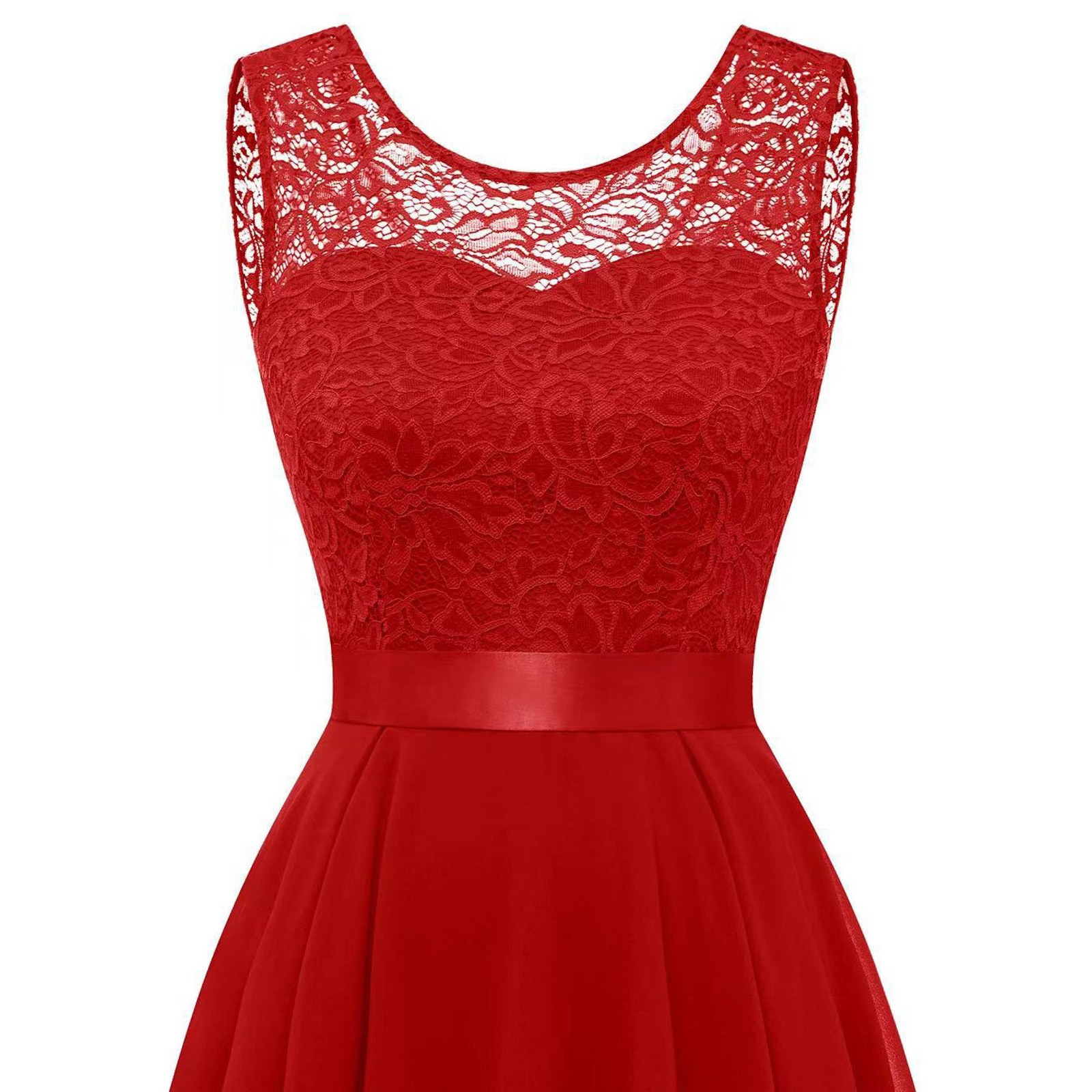 thumbnail image 5 of Vestido de cóctel sin mangas con estampado floral para mujer: elegante vestido de noche de dama de honor con abertura lateral para bodas y fiestas, 5 of 6